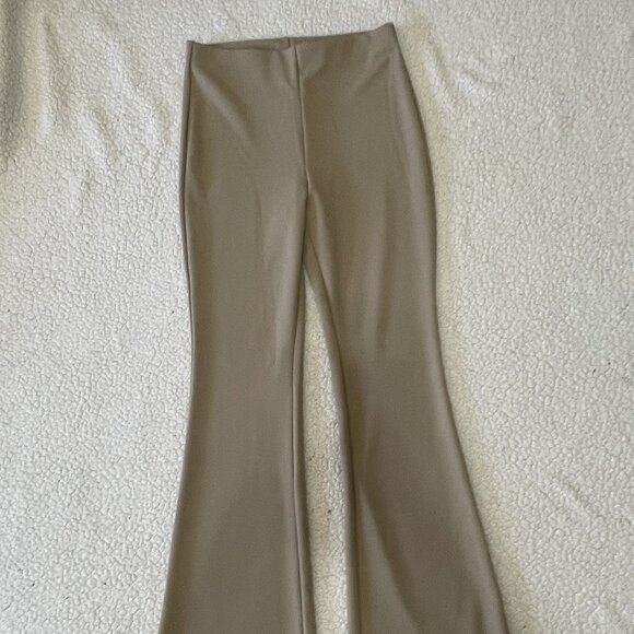 H & M dark beige dress slacks, elastic waist, flared leg - medium - Brand NWT - Picture 1 of 3